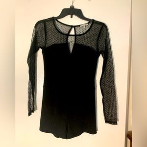 Charlotte Russe Romper w Polka Dot Mesh